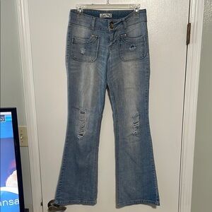 lei Blue Flare Wide Leg Denim